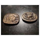 2 Fishing Solid Brass Belt Buckles