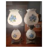 2 Vintage White Glass Hurricane Lamps 2 Vintage White Glass Hurricane Lamps