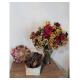 Faux Floral Arrangements & Pine Cones Faux Floral Arrangements & Pine Cones