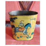 Metal Cowboy & Cowgirl Trash Can Metal Cowboy & Cowgirl Trash Can