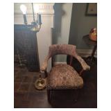 Antique Curved Back Arm Chair and Floor Lamp Antique Curved Back Arm Chair and Floor Lamp