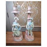 Pair Porcelain Candlestick Holders Pair Porcelain Candlestick Holders