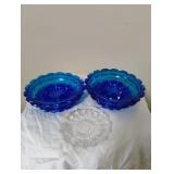 Vintage Blue and Clear Ashtrays Vintage Blue and Clear Ashtrays