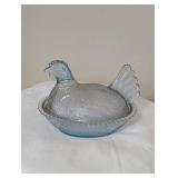 Light Blue Glass Chicken Candy Dish Light Blue Glass Chicken Candy Dish
