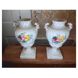 Pair Floral Themed Vases Pair Floral Themed Vases