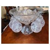Glass Punch Bowl on Stand with 10 Cups Glass Punch Bowl on Stand with 10 Cups