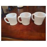 3 Milk Glass Coffee Mugs 3 Milk Glass Coffee Mugs