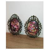 2 Metal Framed Floral Prints 2 Metal Framed Floral Prints