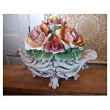 Capodimonte Porcelain Rose Basket Capodimonte Porcelain Rose Basket