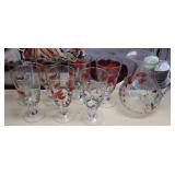Vtg Hand-Painted Glass Pitcher Set Vtg Hand-Painted Glass Pitcher Set