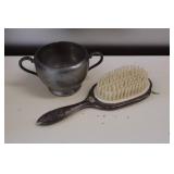 Vtg Silver-Plate Brush & Pewter Cup Set Vtg Silver-Plate Brush & Pewter Cup Set