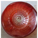 Red Art Glass Bowl with Swirl Design Red Art Glass Bowl with Swirl Design