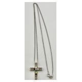 Sterling Gemstone Cross Necklace Sterling Gemstone Cross Necklace