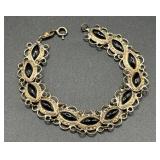 Vtg Silver Bracelet With Black Stones Vtg Silver Bracelet With Black Stones