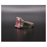 Vtg Sterling Silver Pink Gem Ring Vtg Sterling Silver Pink Gem Ring