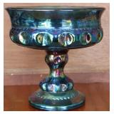Vtg Iridescent Glass Compote Dish Vtg Iridescent Glass Compote Dish