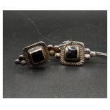 Vtg Sterling Silver Black Onyx Style Earrings Vtg Sterling Silver Black Onyx Style Earrings