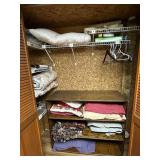 Vtg Linens, Shelf, Golf Tool & Fan