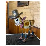 Vtg Metal Cat Cowboy Figurine18×14