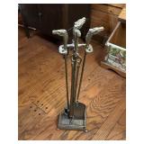 Vtg Brass Horsehead Fireplace Tool Set31" tall