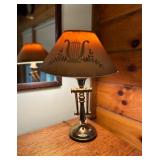 Vtg Brass Table Lamp with Stenciled Shade19" tall
