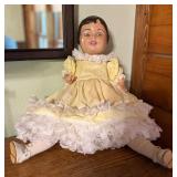 Vtg Composition Doll with Yellow Dress