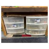 2 Vtg Plastic 3 Drawer Storage
