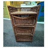 Vtg Brown Wicker Storage Cabinet