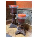 Vtg Candle Holders and Metal PlanterLarge Candle