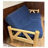 Solid Wood Futon with Blue Cushion83x43x36
