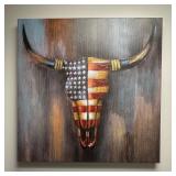 American Flag Bull Skull Artwork24×24