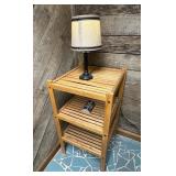 Vtg Wood Shelf With Table LampShelf 17x17x30.5