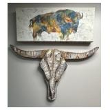 Wall Art With Bison and Skull DecorSteer head 29×