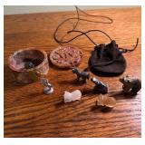 Vtg Animal Figurines with Stone Box