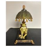 Vtg Frog Prince Table Lamp with Beads13x10x6