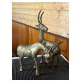 Vtg Brass Mid Century Modern Antelope Figurines Pa