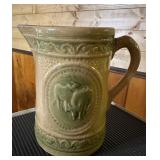 Vtg Green Glazed Stoneware Pitcher8" tall