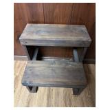 Vtg Wooden Two-Step Stool18x15x19