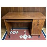 Vtg Wooden Desk With Drawer & Cabinet43.5×19.5×29