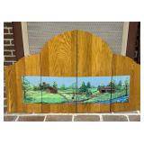 Vtg Hand-Painted Wood Folding Screen43×27