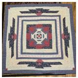 Handmade Vtg Baby Quilt in Geometric Design53×54