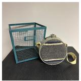 Vtg Metal Utility Basket and CanteenBasket 10×10