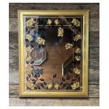 Gold Framed Floral Etched Mirror25.5×31.5