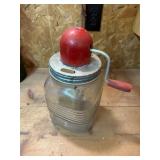 Vtg Glass Butter Churn with Red Handle12×6