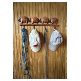 Wooden Pig Wall Mount Coat Rack