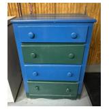 Blue and Green Painted Wooden Dresser25.5×16.5×36