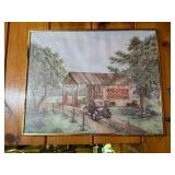 2 Vtg Framed Coca Cola Gas Station Prints16×20