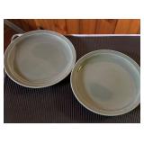 Two Green Syracuse China Plates11" diameter
