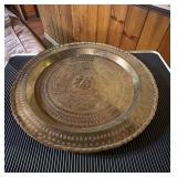 Vtg Brass Serving Tray From Hong Kong16" Diameter