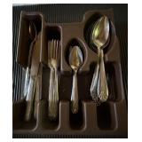 Vtg Silverware Set in Tray